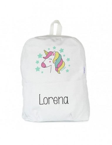 Mochila Medium Lona Unicornio Personalizada