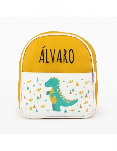 Mochila Dinosaurio Mostaza Personalizada