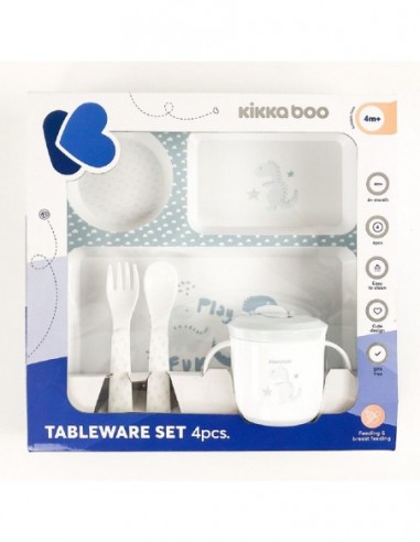 Juego de Vajilla 4 pzas Dinosaurio Azul