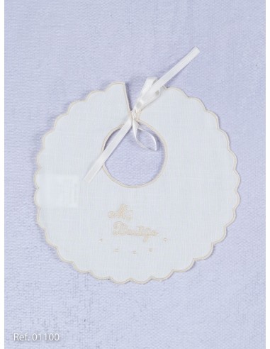Babero Lino Bordado Color Beige