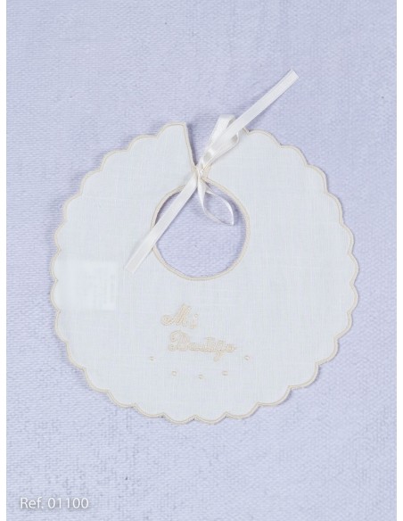 Babero Lino Bordado Color Beige