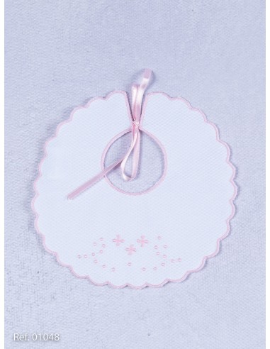 Babero Pique Bordado Blanco/ Blanco