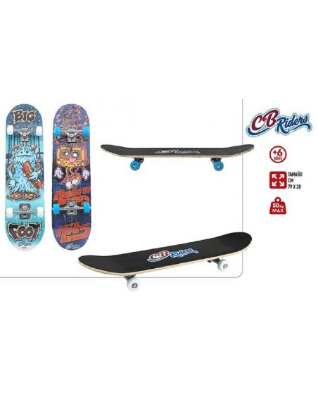 Monopatin Madera 79 x 20 CM Eje Aluminio- Rueda PVC