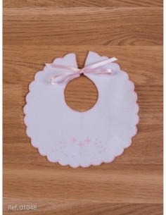 Babero Pique Bordado Blanco/ Blanco